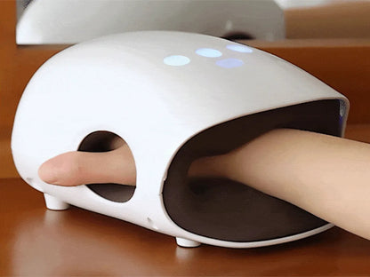 Hand positioned inside the bodypim air pressure massager