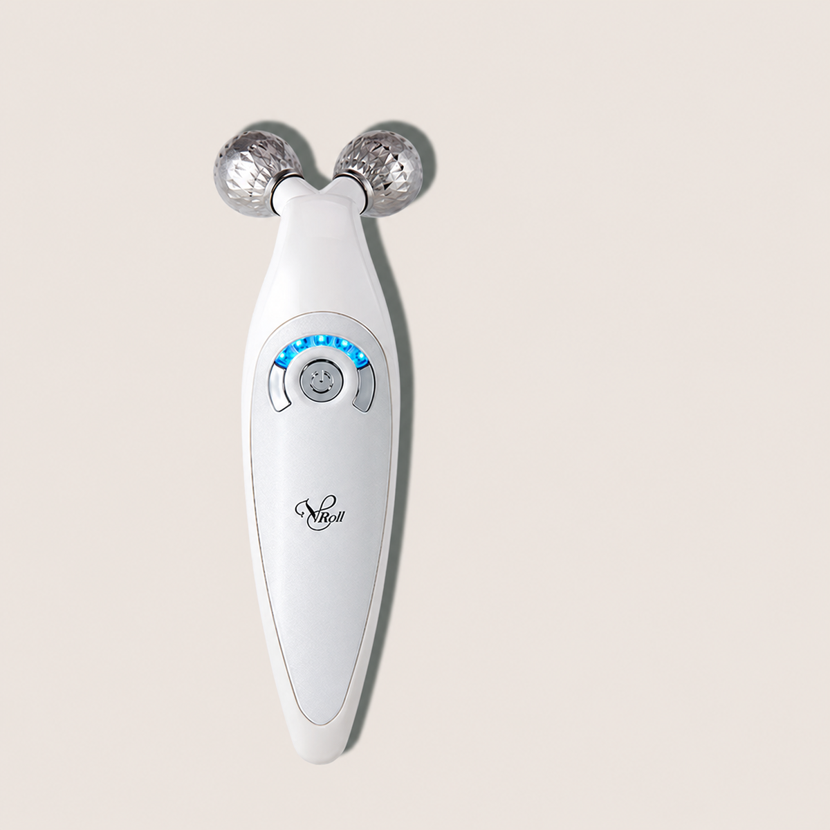 CELLMULA V-Roll with two faceted chrome rollers on a neutral background