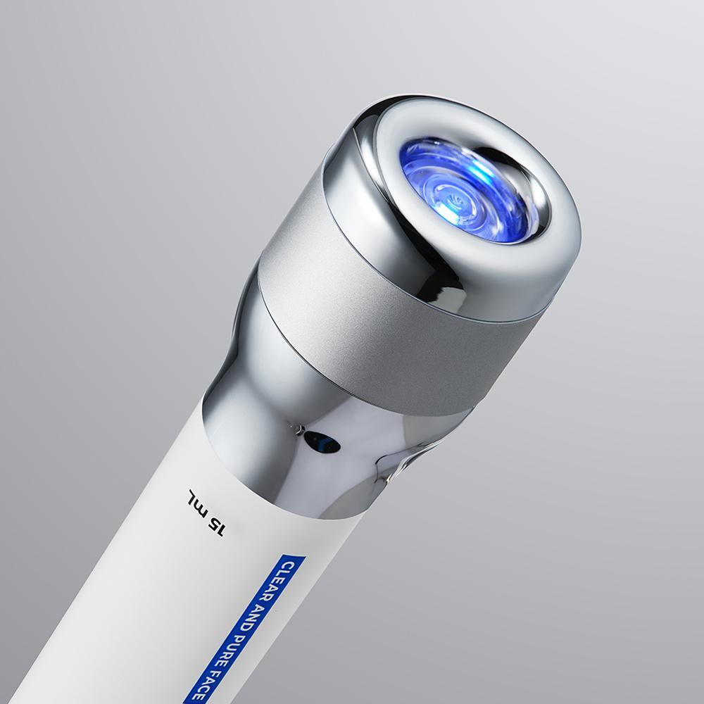 Blue light illuminated on the Cellology Blue Eraser applicator