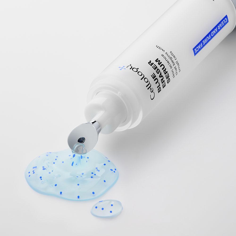 Blue Eraser Serum texture and serum dispenser