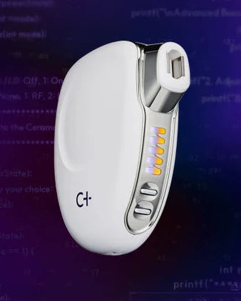 CERAMATH DEL facial device on a purple background.