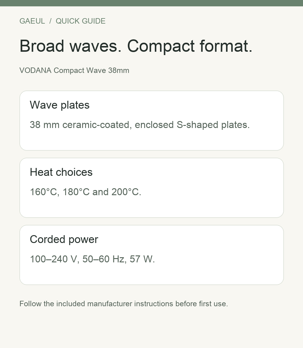 VODANA Compact Wave 38mm — functional overview