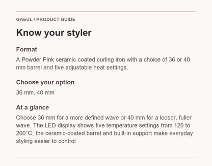 VODANA Glow Curling Iron — Powder Pink English format and feature guide