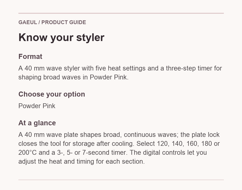 VODANA Glow W Styler 40mm — Powder Pink English format and feature guide