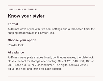 VODANA Glow W Styler 40mm — Powder Pink English format and feature guide