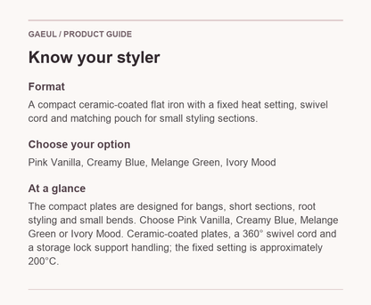 VODANA Pocket Mini Flat Iron English format and feature guide