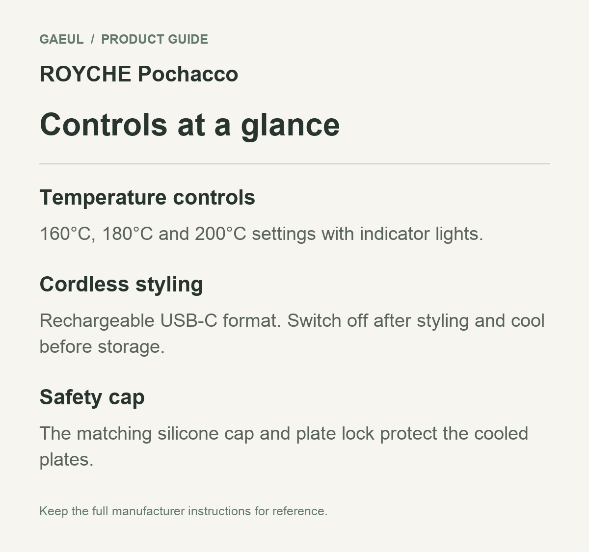 ROYCHE Pochacco controls and functional features in an original English guide.