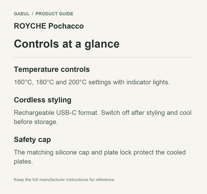 ROYCHE Pochacco controls and functional features in an original English guide.