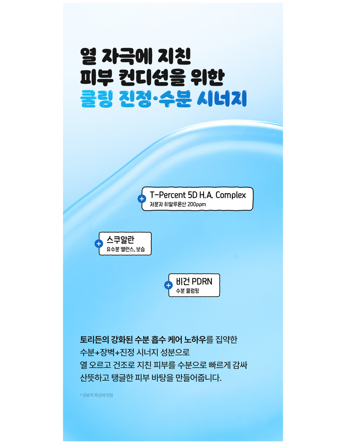 TORRIDEN DIVE-IN Soothing Mist native ingredient and hydration guide with the complete original footnote