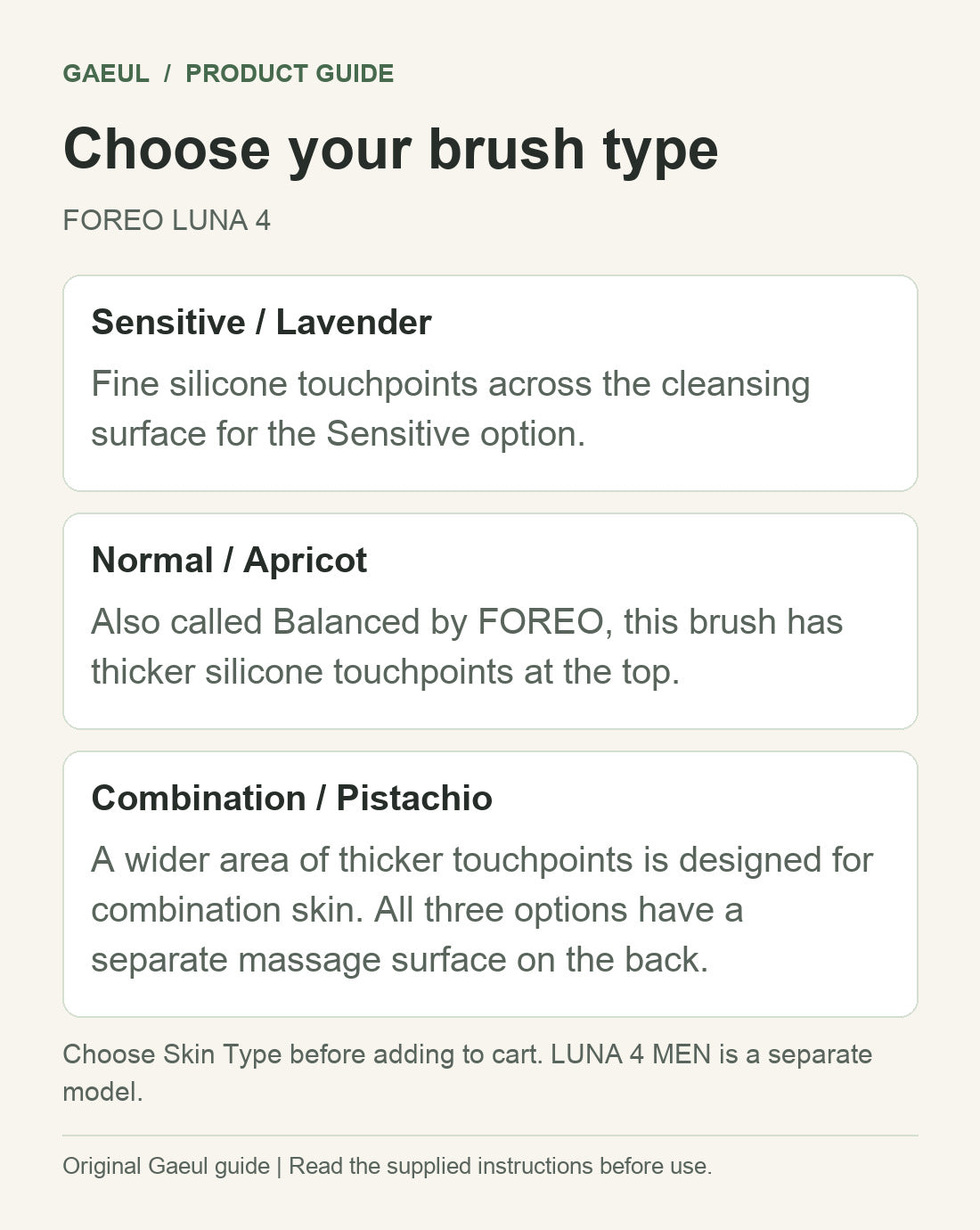 FOREO LUNA 4: choose your brush type