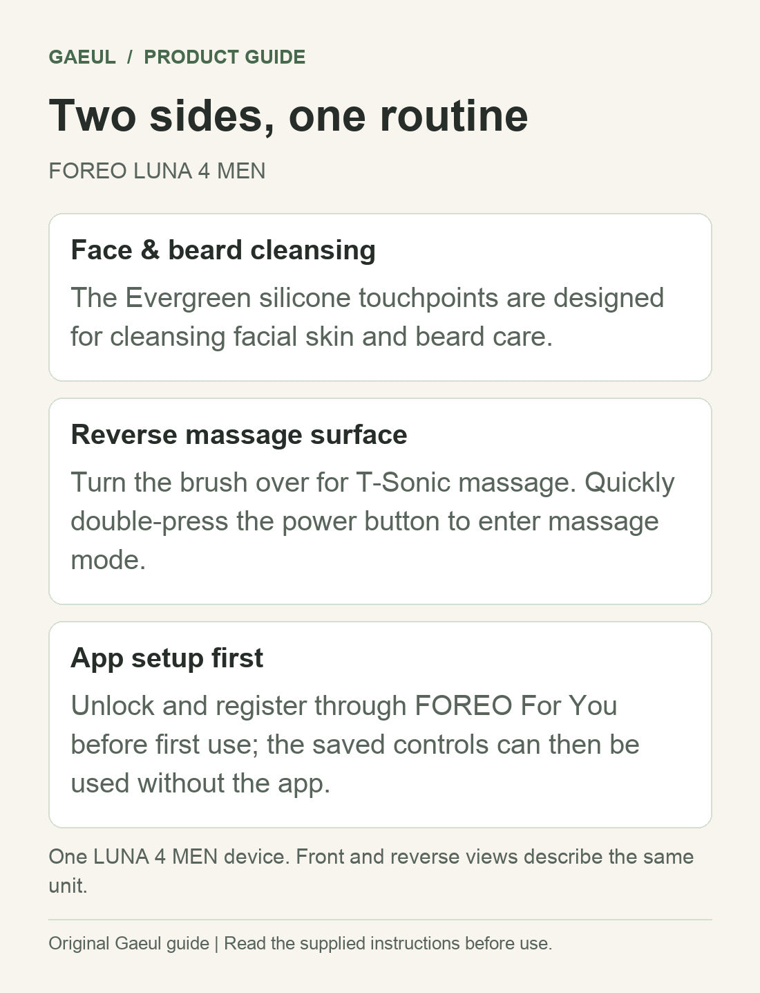 FOREO LUNA 4 MEN: two sides, one routine