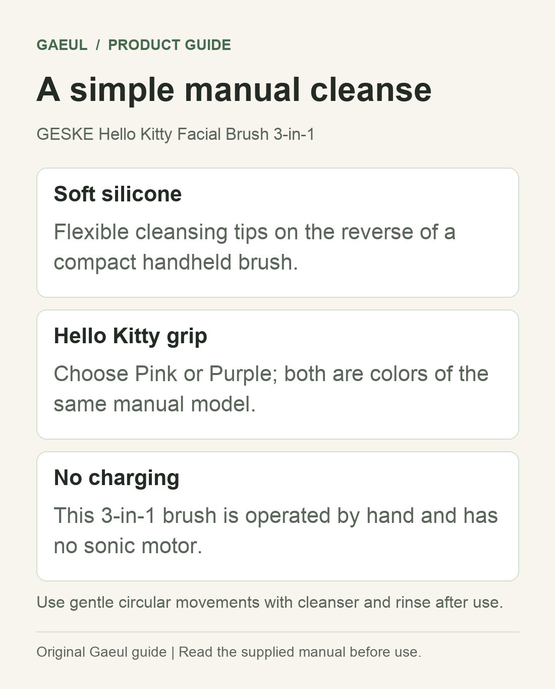 GESKE Hello Kitty Facial Brush 3-in-1: a simple manual cleanse