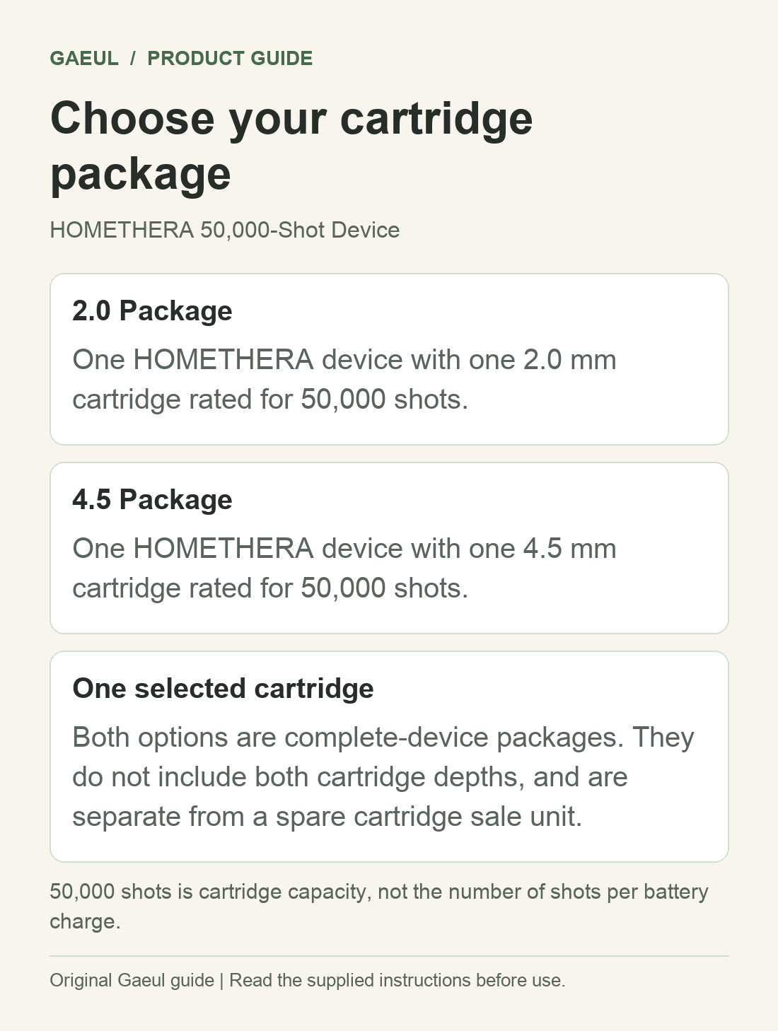 HOMETHERA 50,000-Shot Device: choose your cartridge package