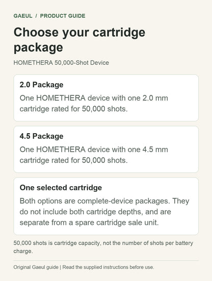 HOMETHERA 50,000-Shot Device: choose your cartridge package