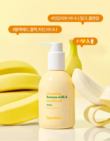 Hanskin Cleansing Banana Milk &amp; Blackhead PHA 200ml single bottle