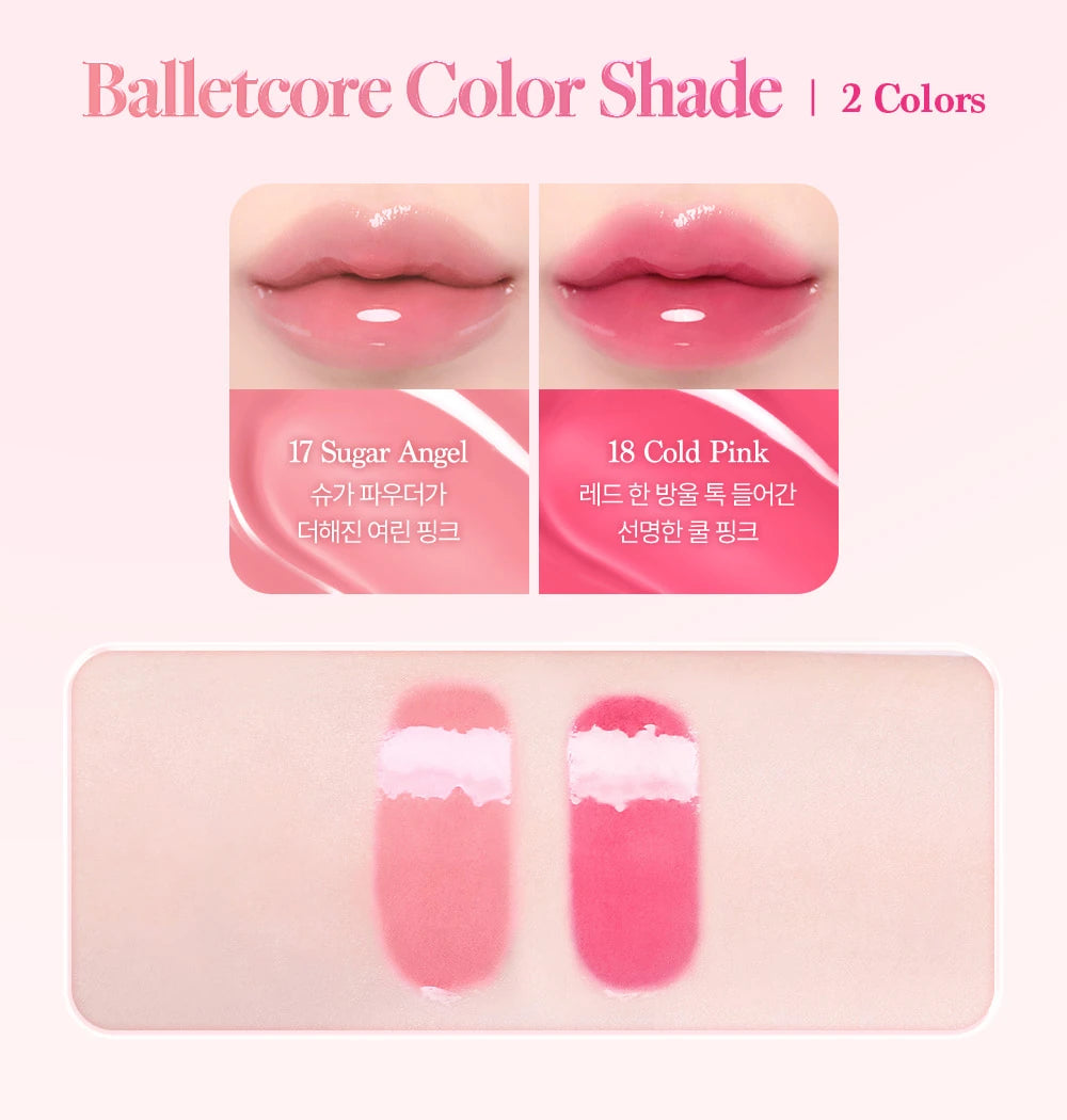 Juicy Dewy Glow Tint Balletcore shades17SugarAngel and18ColdPink
