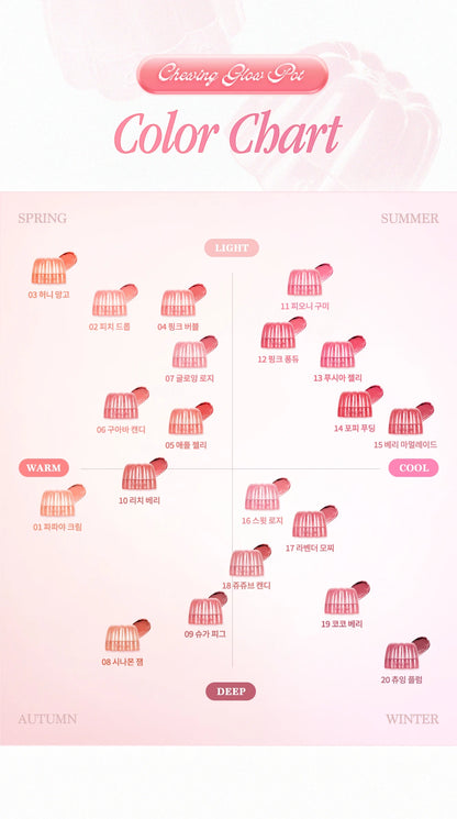 Complete Chewing Glow Pot shade depth and undertone chart