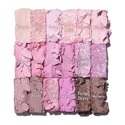 All eighteen Berry Smoothie named eyeshadow colors