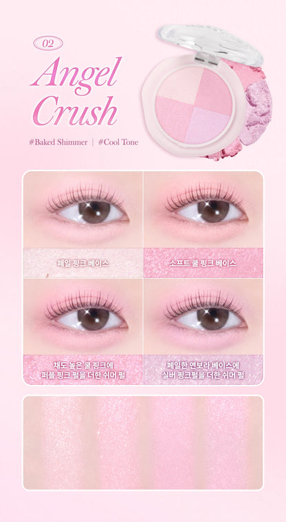 02 Angel Crush four-color baked shimmer Multi Quad Shadow with complete eye and arm guide