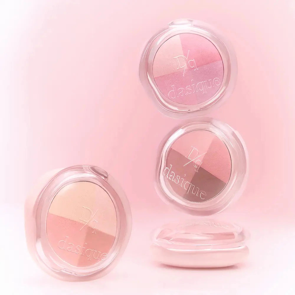 Manufacturer Multi Quad Shadow family display with round four-color compacts; selected product is shown in its own labeled shade guide