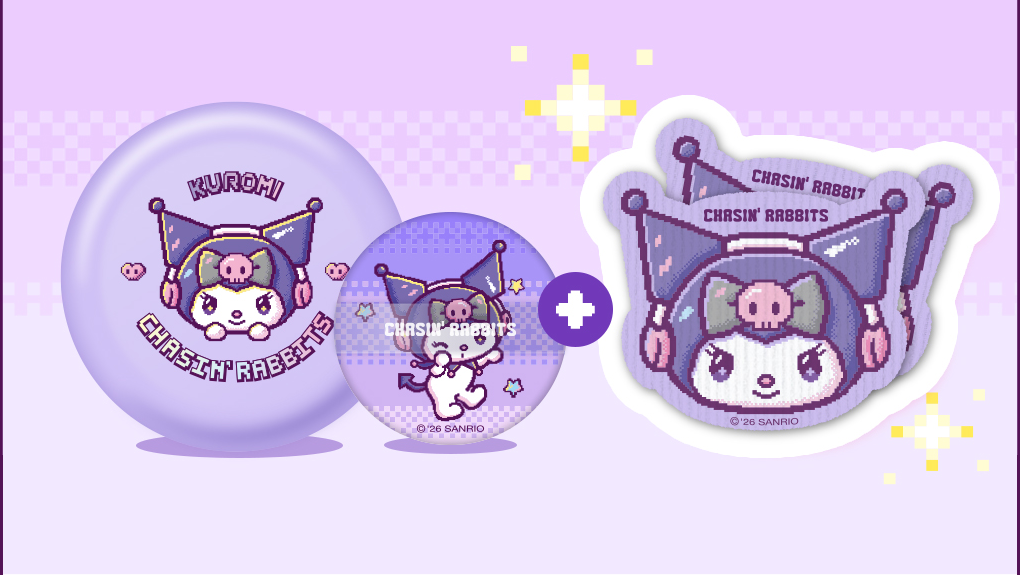CHASIN RABBITS Kuromi cushion, extra puff and two hair grip pads.