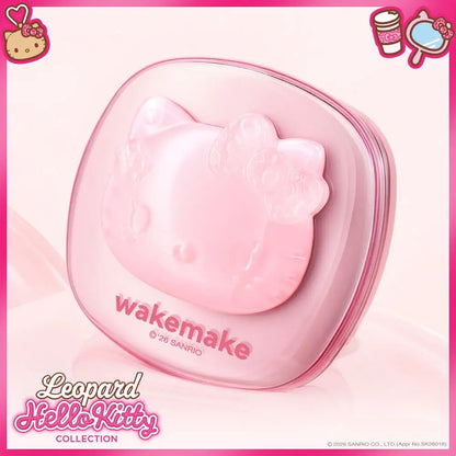 One WAKEMAKE Leopard Hello Kitty Skin Perfecting Cover Cushion with pink closed case
