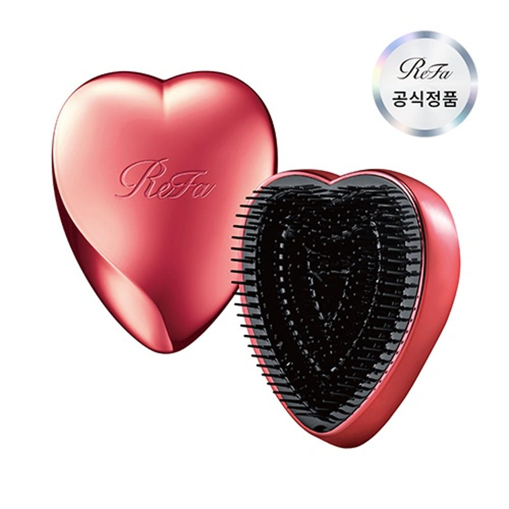 ReFa Heart Brush in Shine Red. One brush, shown from its design-facing view.