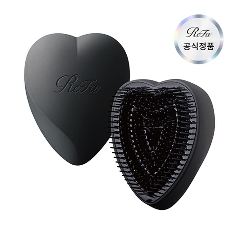 ReFa Heart Brush in Mat Black. One brush, shown from its design-facing view.