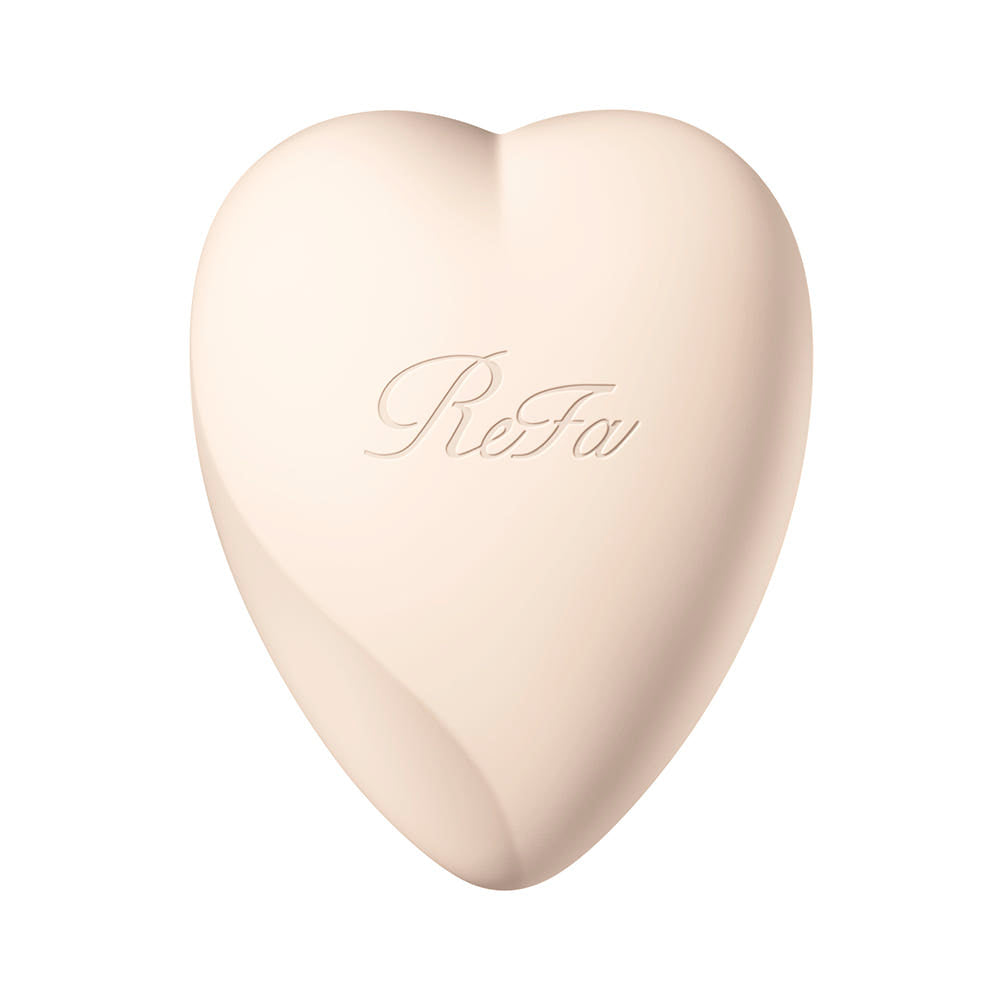 ReFa Heart Brush for Scalp in Mat Au Lait. One brush, shown from its design-facing view.