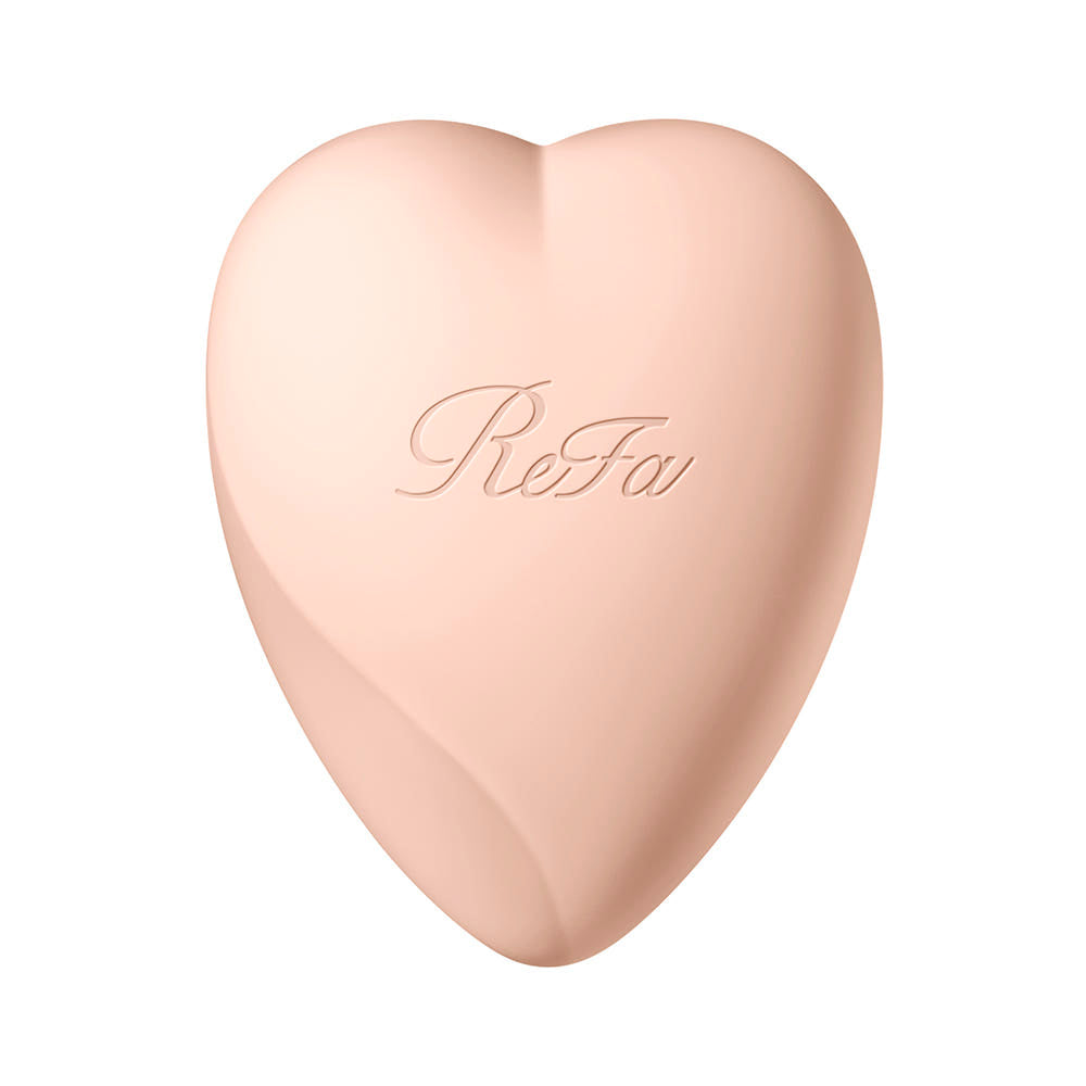ReFa Heart Brush for Scalp in Mat Peach. One brush, shown from its design-facing view.