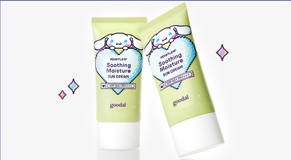 goodal x Cinnamoroll Heartleaf Soothing Moisture Sun Cream Duo (50 ml x 2) — main products and packaging.