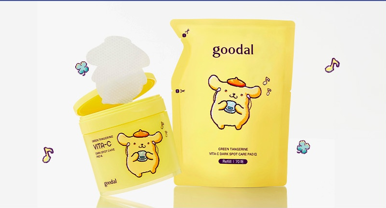 Pompompurin Vita-C Pad Alpha jar and matching refill, 70 pads each.
