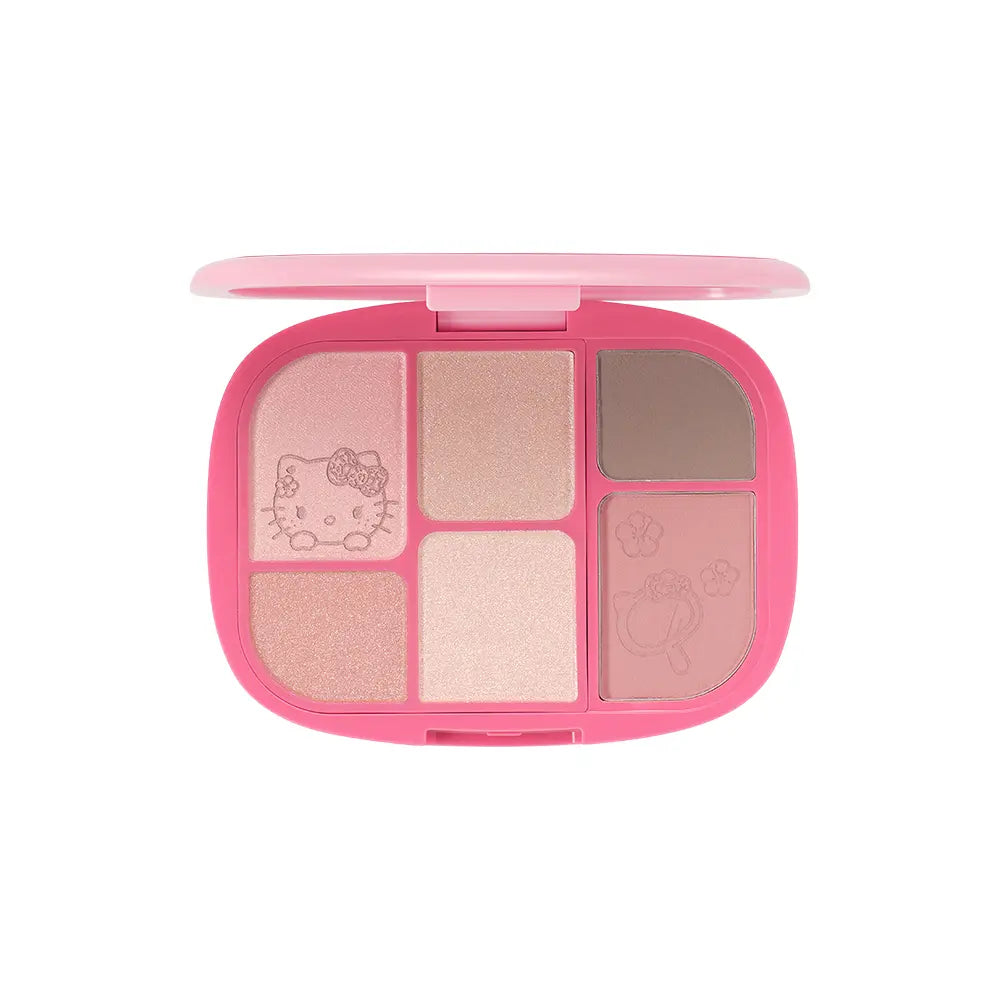 WAKEMAKE Leopard Hello Kitty 13 Pink Shell cool-tone six-shade palette