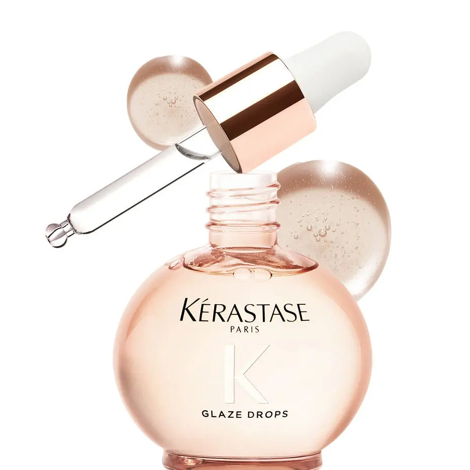 Kérastase Gloss Absolu Glaze Drops main hair oil and dropper texture detail