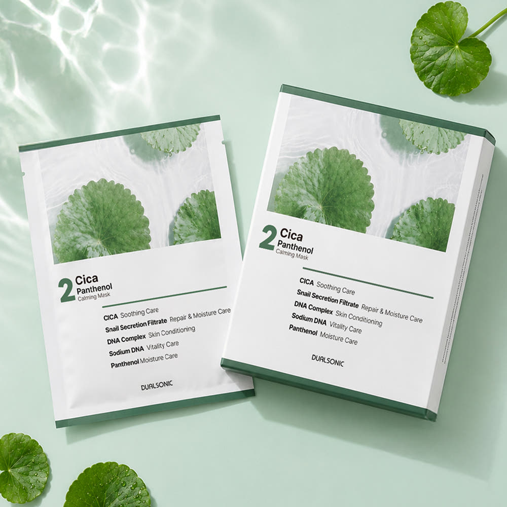 DUALSONIC No.2 Cica Panthenol Calming Mask 7-Pack, complete single sale unit.