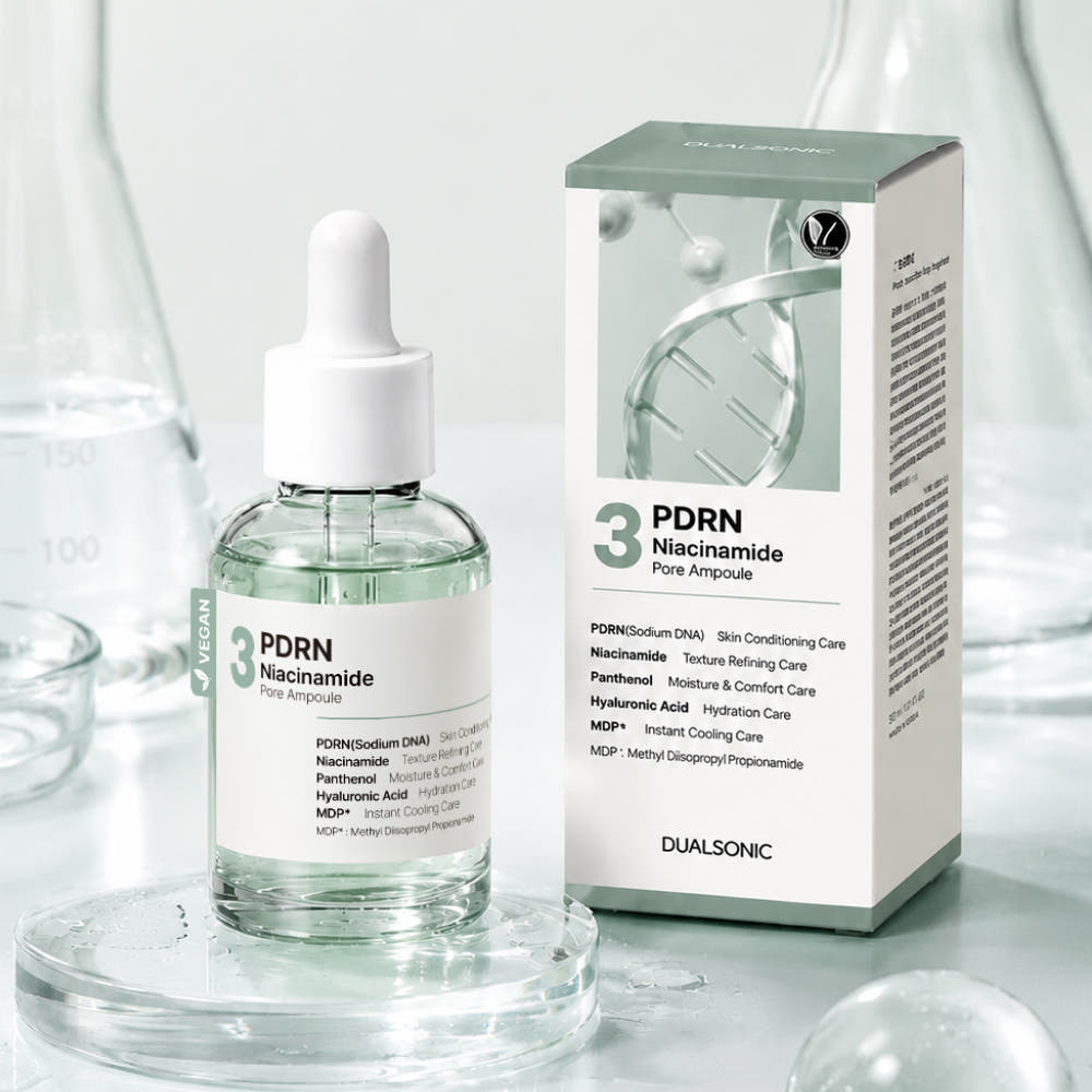 DUALSONIC No.3 PDRN Niacinamide Pore Ampoule 50ml, complete single sale unit.