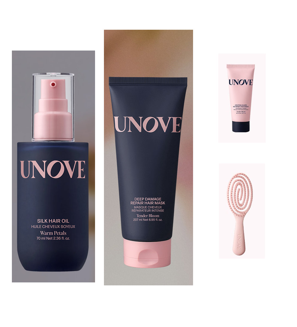 UNOVE Tender Bloom mask207ml and Warm Petals oil70ml with40ml treatment and brush