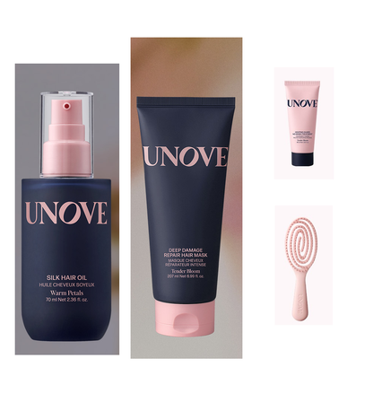 UNOVE Tender Bloom mask207ml and Warm Petals oil70ml with40ml treatment and brush