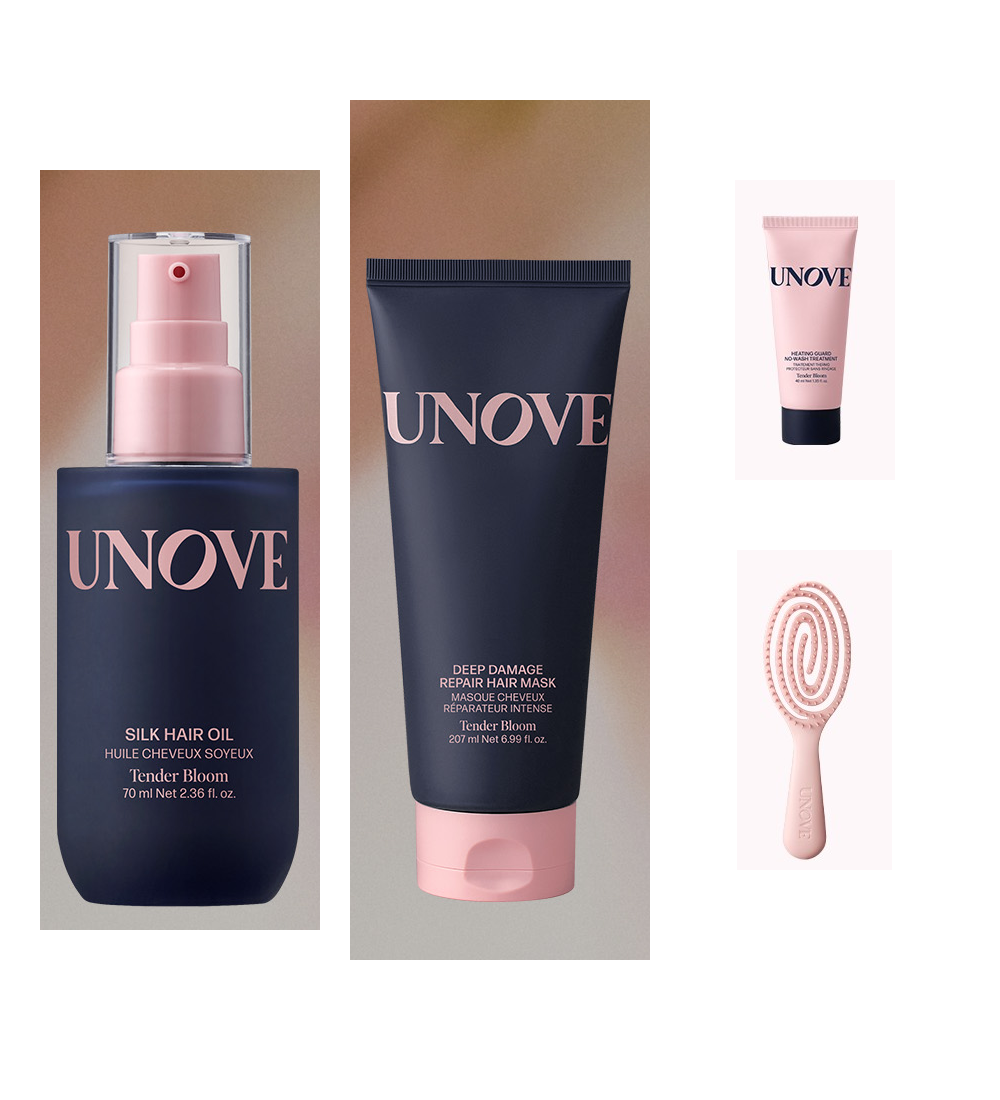 UNOVE Tender Bloom mask207ml and Tender Bloom oil70ml with40ml treatment and brush