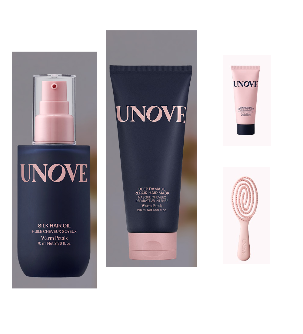 UNOVE Warm Petals mask207ml and Warm Petals oil70ml with40ml treatment and brush