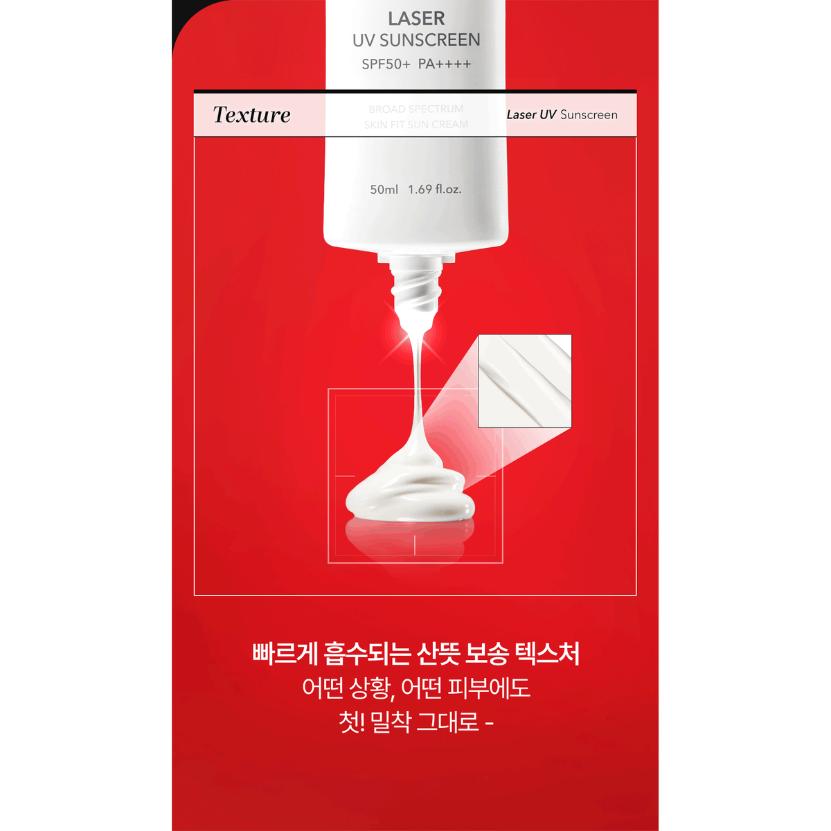 Cell Fusion C Laser UV Sunscreen 50ml Duo: complete native texture demonstration, with all source captions.