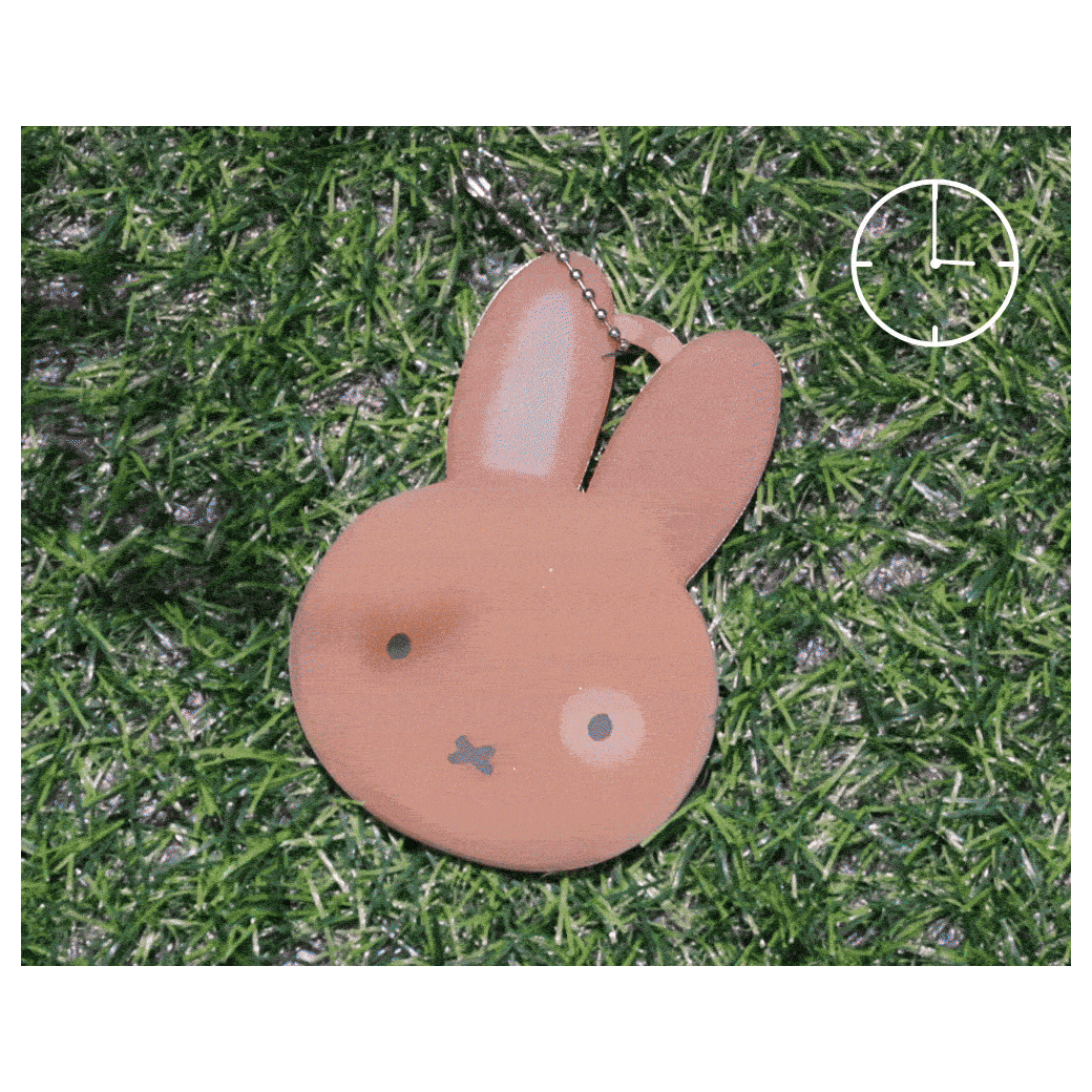 Actual native manufacturer Miffy mirror after UV-responsive colour change