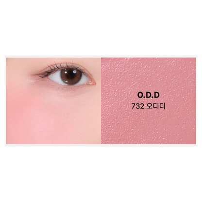 Actual Oddtype 732 O.D.D cheek and texture shade swatch; not a bottle or package-front photograph