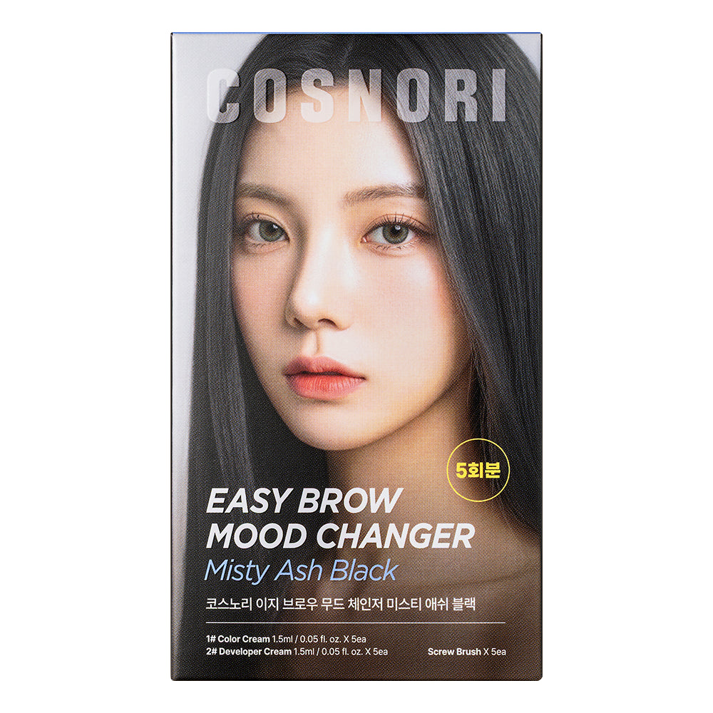 COSNORI Easy Brow Mood Changer: complete original five-treatment kit carton in Misty Ash Black.