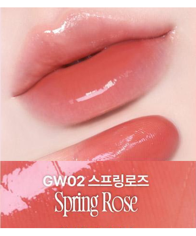 fwee Rose Obsession original GW02 Spring Rose labeled lip swatch