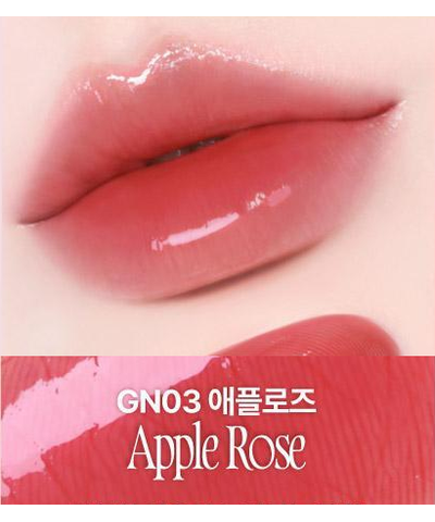 fwee Rose Obsession original GN03 Apple Rose labeled lip swatch