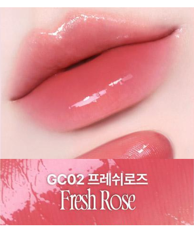 fwee Rose Obsession original GC02 Fresh Rose labeled lip swatch