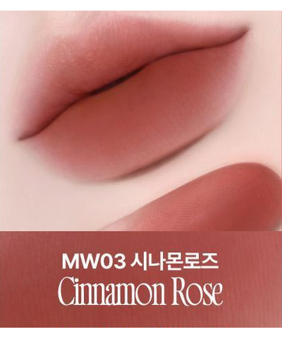 fwee Rose Obsession original MW03 Cinnamon Rose labeled lip swatch