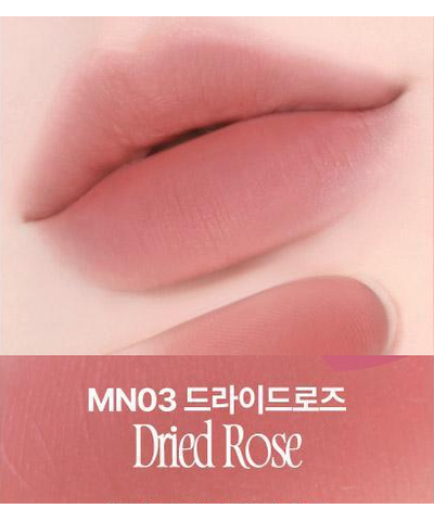 fwee Rose Obsession original MN03 Dries Rose labeled lip swatch