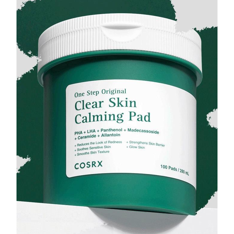 COSRX One Step Original Clear Skin Calming Pad: one complete native 100-pad jar with original lid and label.